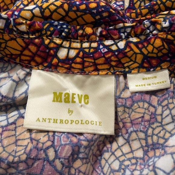ANTHROPOLOGIE MAEVE Colette Peasant Blouse in Stained Glass Print Size M - Picture 7 of 8